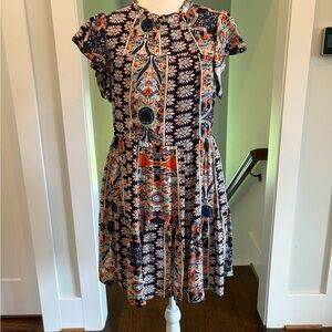 Navy Print Lined Dress